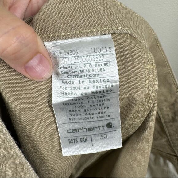 Carhartt B278 Tan Canvas Cargo Work Shorts 11 Inch Inseam Mens Size 50 - Picture 5 of 5